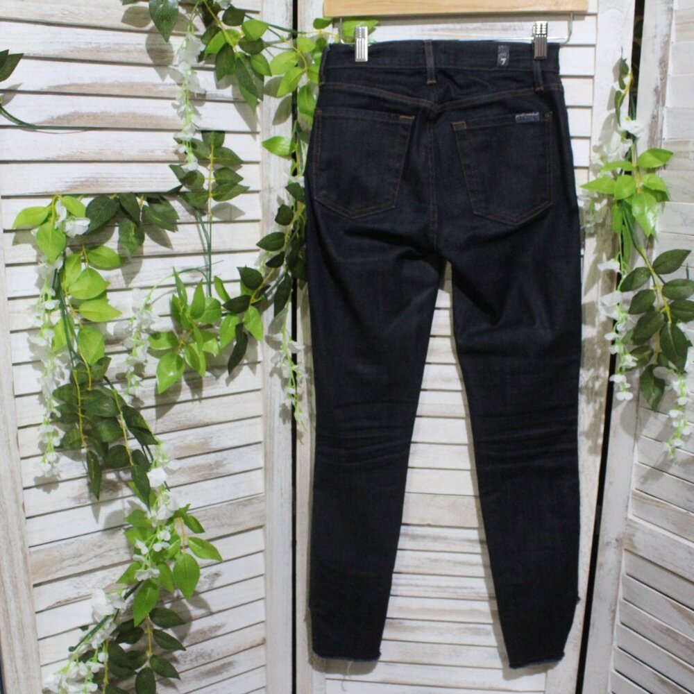 7 For All Mankind Ankle Skinny Frayed Angled Hem Jeans (947) - Picture 5 of 10